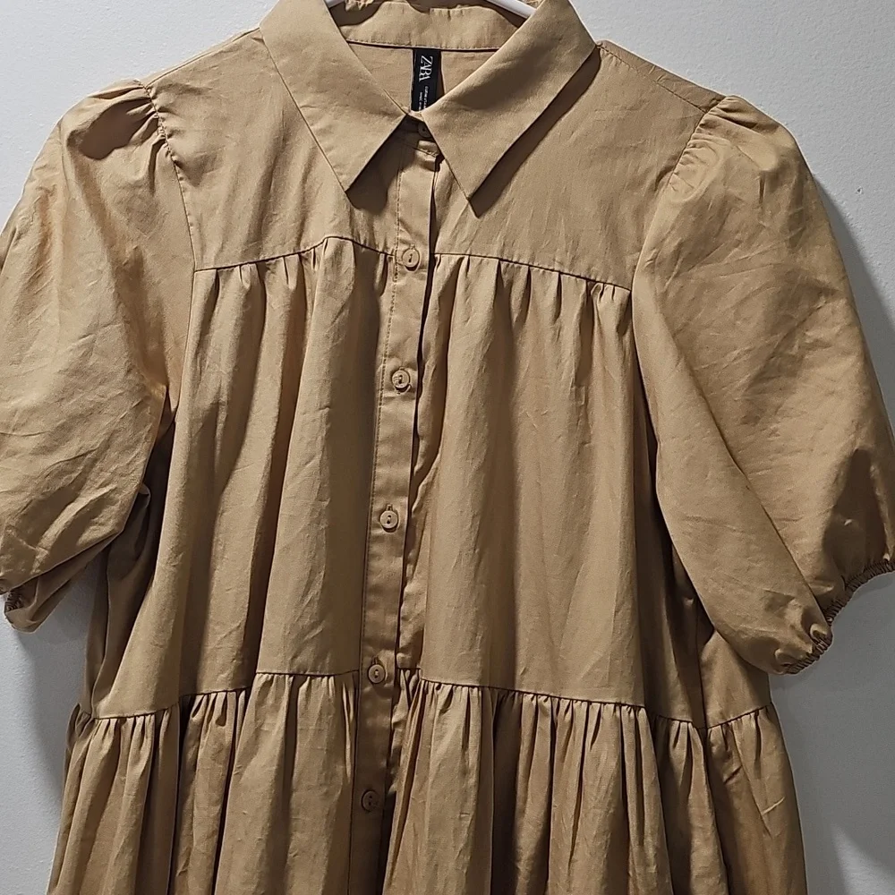 Zara Puff Button-Down Mini Dress Size‎ M - Picture 9 of 10